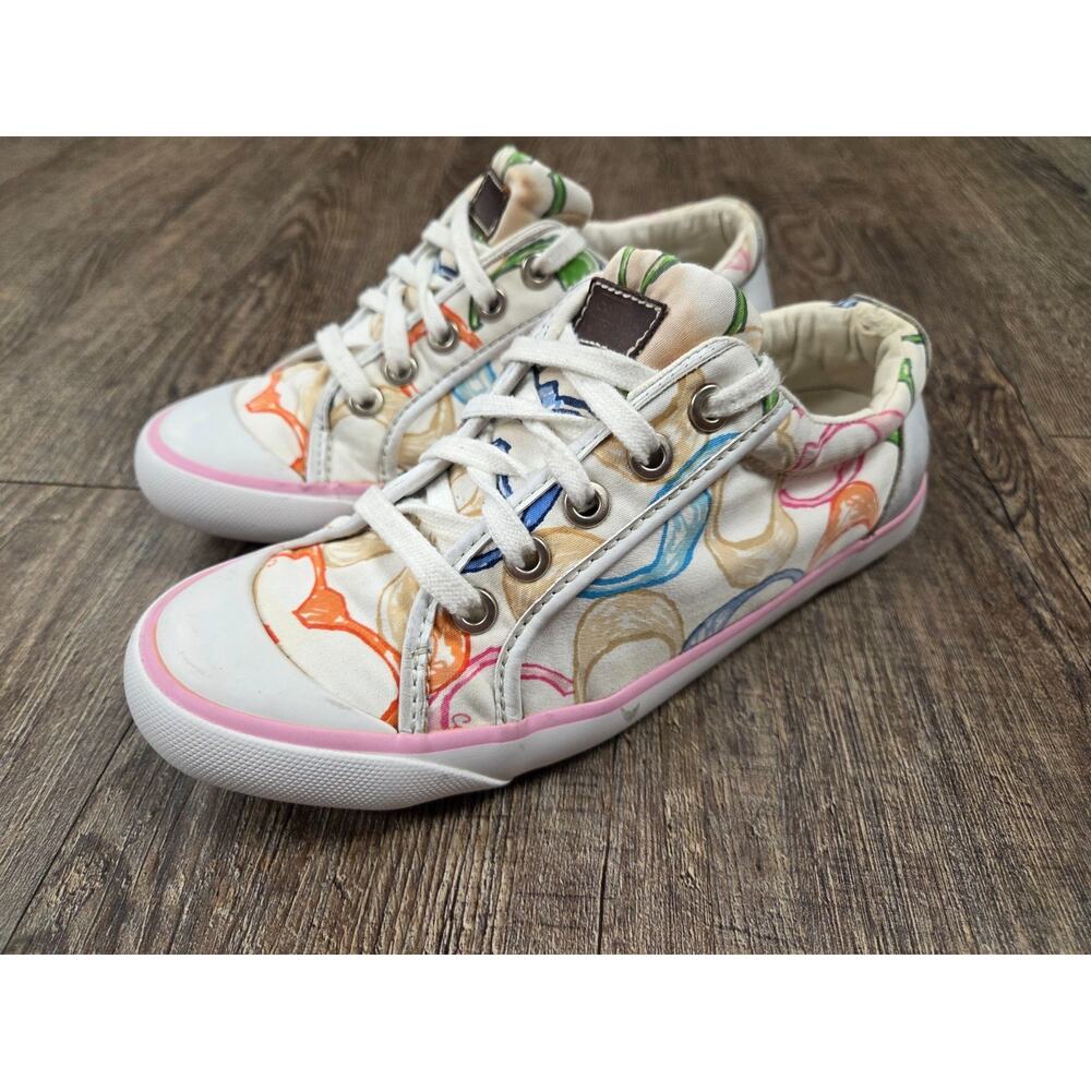 Coach White and Multicolor Lace-Up Sneakers